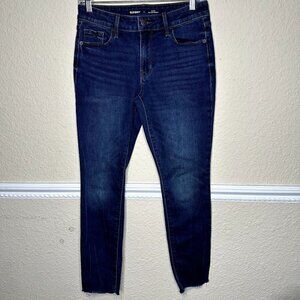 Old Navy Pop Icon Skinny Mid Rise SZ 4 Dark Wash Stretch Jeans Raw Hem